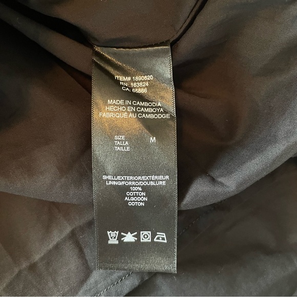 Gathered Cotton Poplin Midi Dress Womens M Black Whimsigoth Minimalist Well Worn - Picture 12 of 16